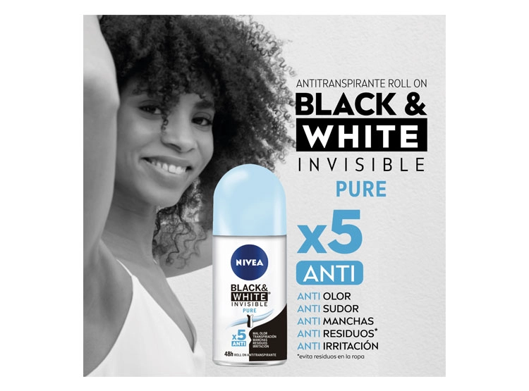 DESODORANTE NIVEA INVISIBLE BLACK & WHITE PURE ROLL ON 50 ML - 3