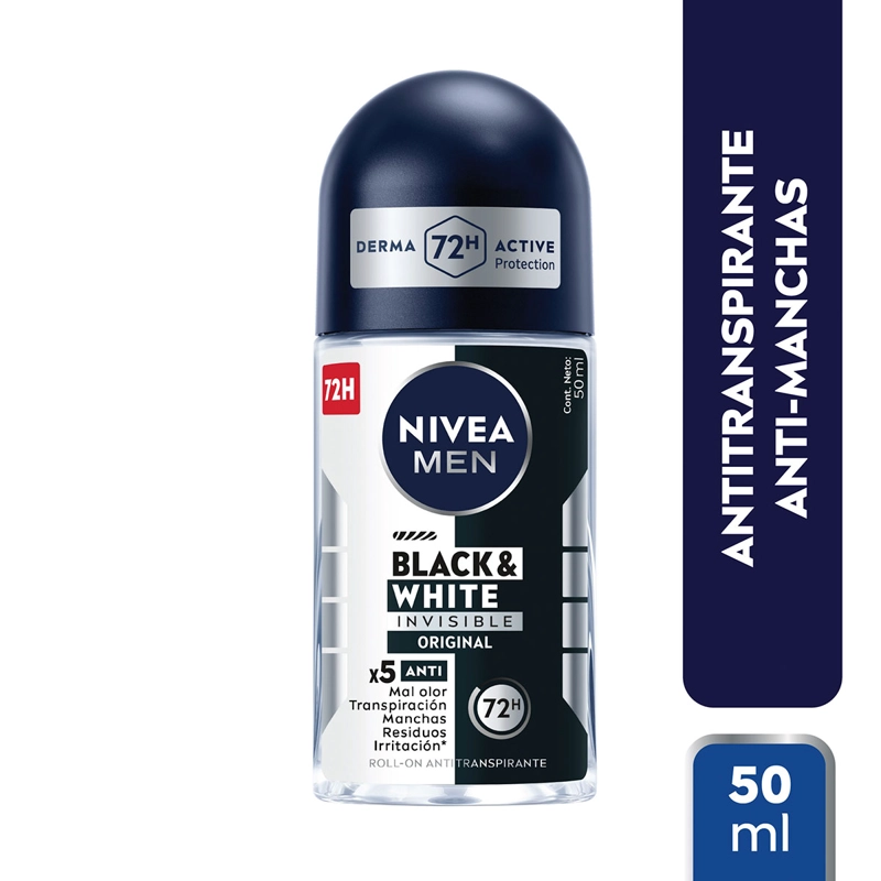 DESODORANTE NIVEA MEN INVISIBLE BLACK & WHITE ROLL ON 50 ML - 2