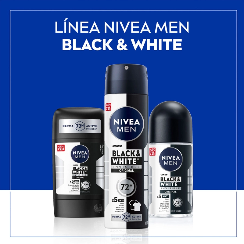 DESODORANTE NIVEA MEN INVISIBLE BLACK & WHITE ROLL ON 50 ML - 5