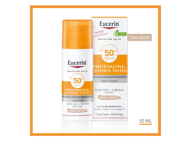 PROTECTOR SOLAR FACIAL EUCERIN SUN PHOTOAGING CONTROL TINTED TONO MEDIO SPF 50+ 50 ML - 2