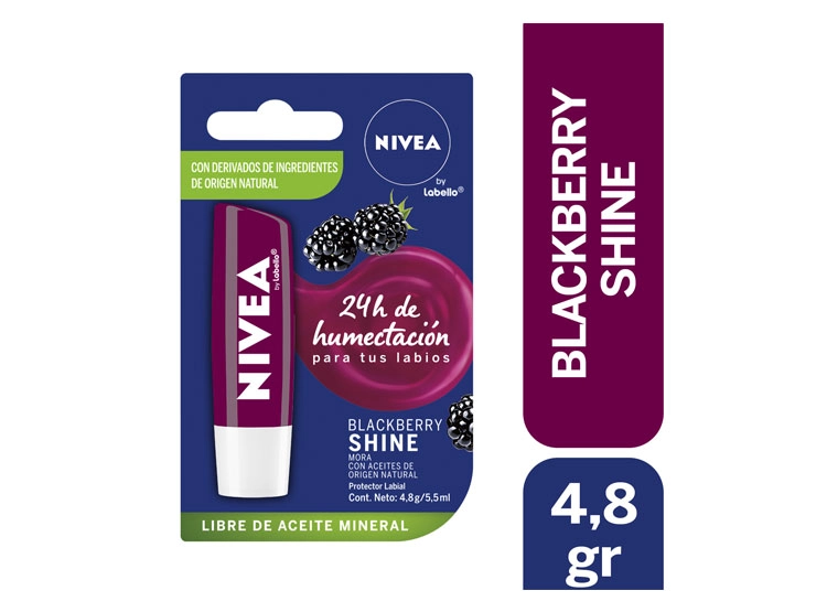 PROTECTOR LABIAL HUMECTANTE NIVEA BLACKBERRY SHINE 4.8 GR - 1