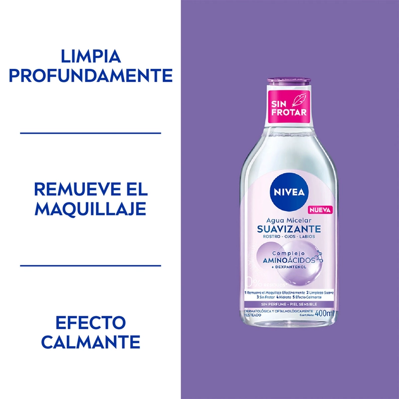 LOCIÓN MICELAR 3 EN 1 NIVEA PIEL SENSIBLE 400 ML - 3