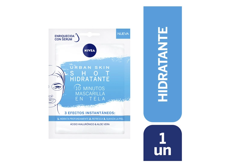 MASCARILLA EN TELA NIVEA URBAN SKIN SHOT HIDRATANTE 10 MINUTOS 1 UNIDAD - 1