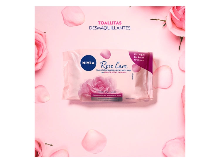 TOALLITAS DESMAQUILLANTES MICERALES NIVEA ROSE CARE 25 UNIDADES - 2