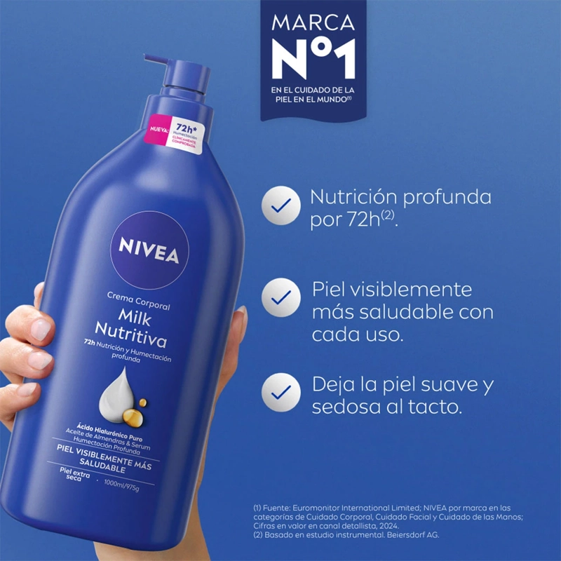 CREMA CORPORAL NIVEA HIDRATANTE MILK NUTRITIVA PIEL EXTRA SECA 1 L - 3