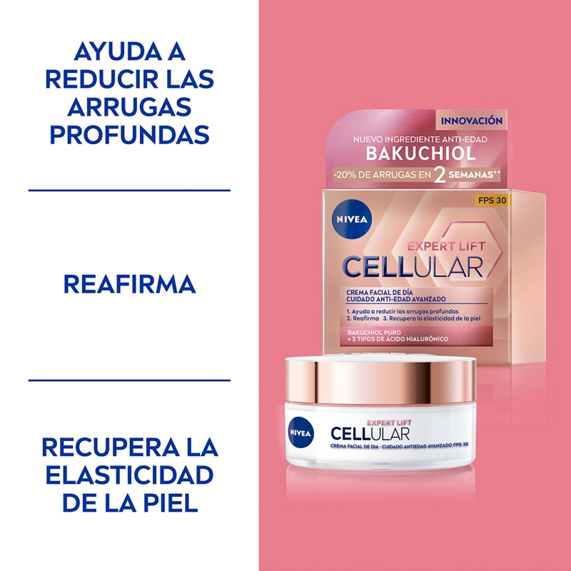 CREMA NIVEA GEL ANTIEDAD DÍA HYALURON CELLULAR FILLER ELASTICIDAD ANTIGRAVEDAD SPF 30 50 ML - 3