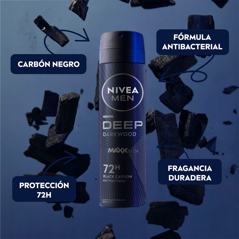 DESODORANTE NIVEA MEN DEEP BLACK WOOD SPRAY 150 ML - 3