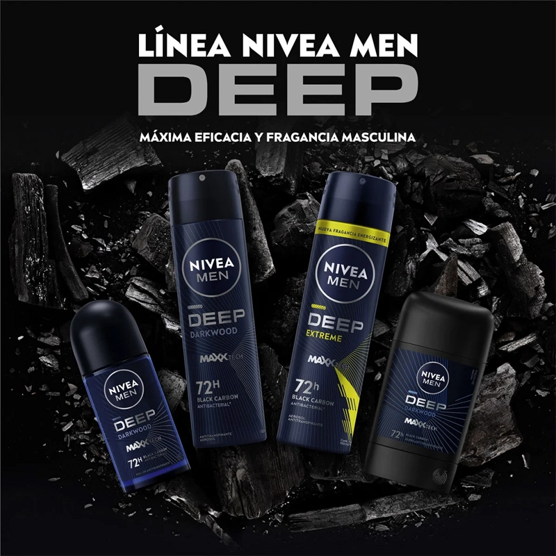 DESODORANTE NIVEA MEN DEEP BLACK WOOD SPRAY 150 ML - 5