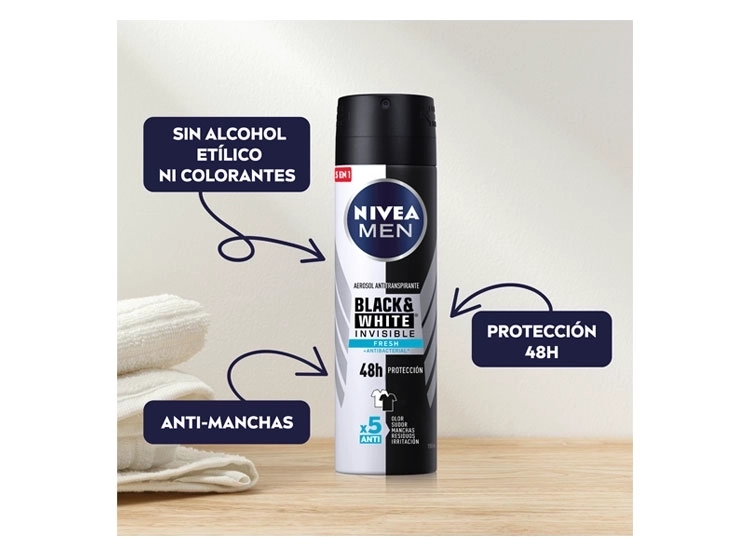 DESODORANTE NIVEA MEN BLACK & WHITE FRESH SPRAY 150 ML - 2