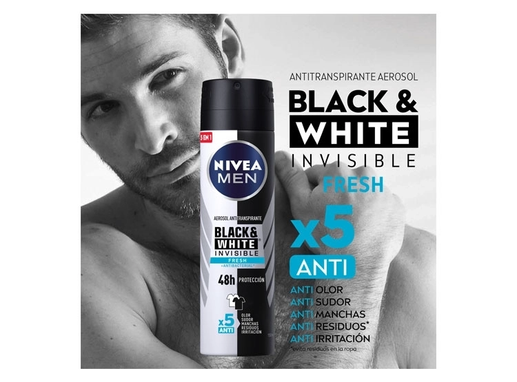DESODORANTE NIVEA MEN BLACK & WHITE FRESH SPRAY 150 ML - 3