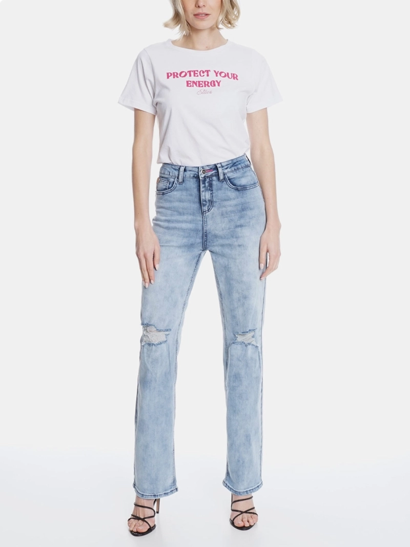 JEANS MUJER ELLUS ALGODÓN 90'S TIRO ULTRA ALTO ROTURAS - 1