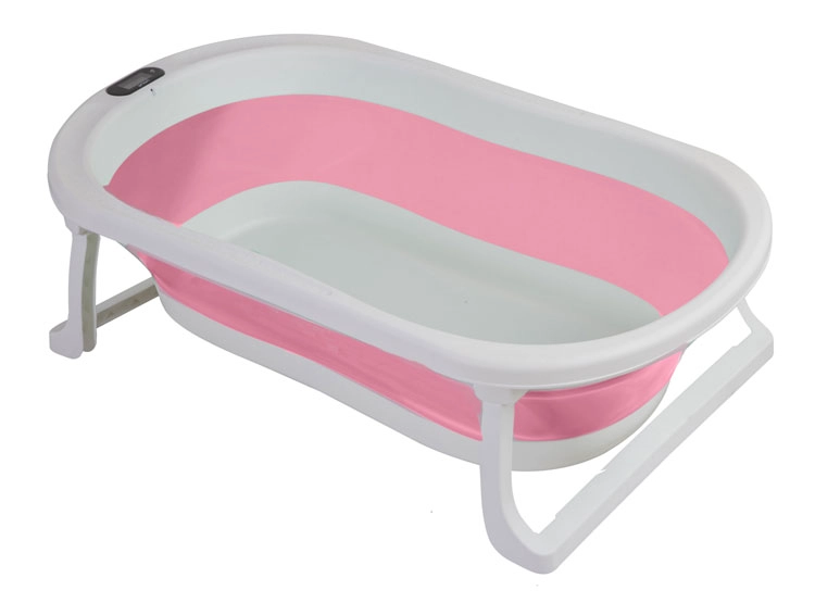 BAÑERA BEBE JELLY PLEGABLE CON HAMACA Y TERMÓMETRO ROSA - 2