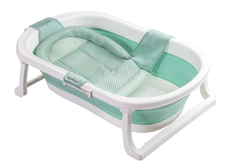 BAÑERA BEBE JELLY PLEGABLE CON HAMACA Y TERMÓMETRO VERDE - 1