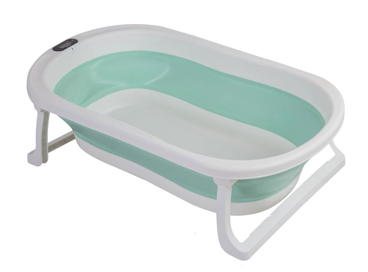 BAÑERA BEBE JELLY PLEGABLE CON HAMACA Y TERMÓMETRO VERDE - 2