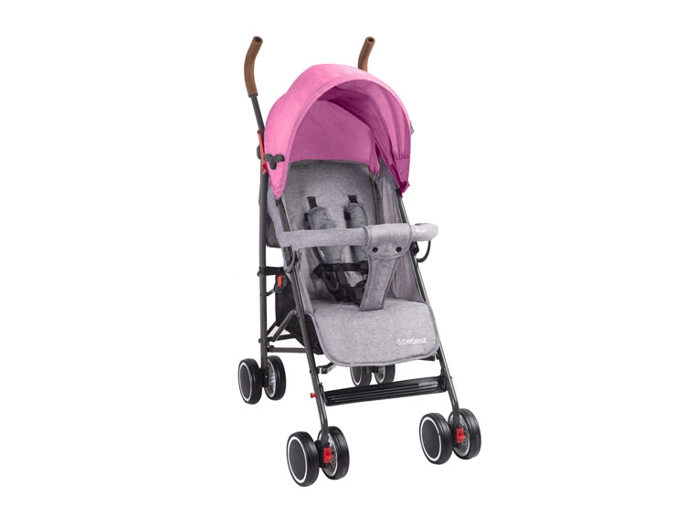 COCHE PARAGUA BEBE CLAP COMPACTO PLEGABLE MELANGE ROSADO - 1