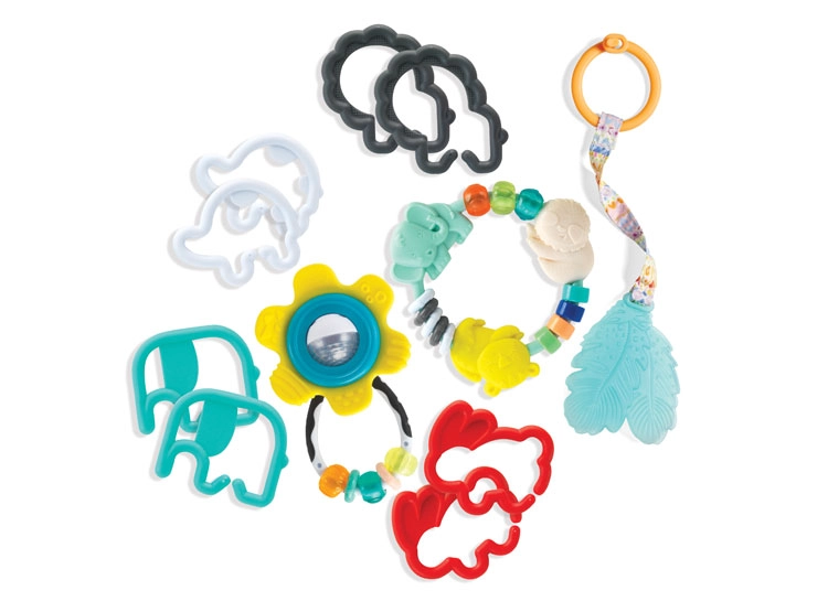 SET DE ACCESORIOS ESTIMULACION BEBE INFANTINO MORDEDORES Y SONAJEROS - 1