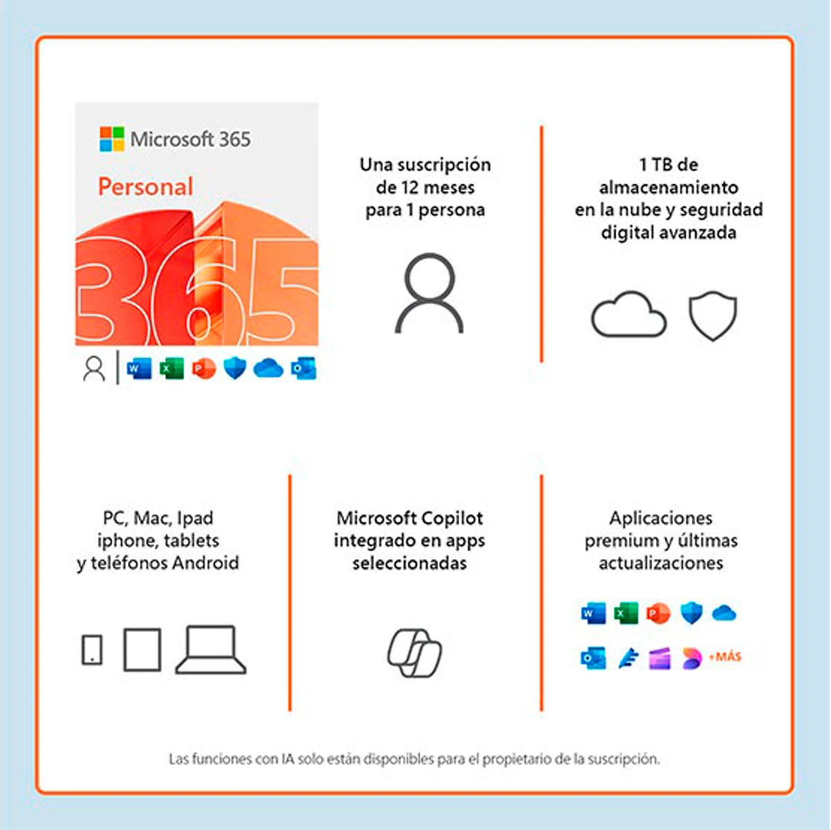 SOFTWARE MICROSOFT OFFICE 365 PERSONAL 15 MESES DIGITAL