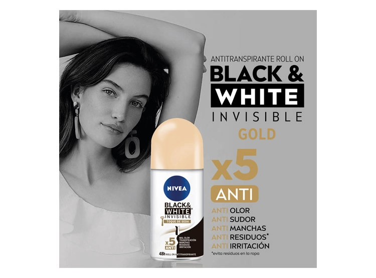 DESODORANTE NIVEA BLACK & WHITE TOQUE DE SEDA ROLL ON 50 ML - 3