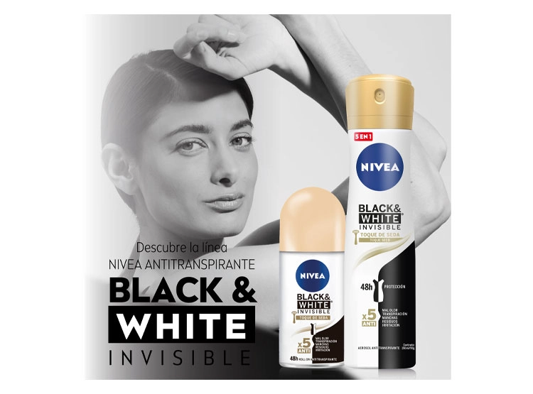 DESODORANTE NIVEA BLACK & WHITE TOQUE DE SEDA ROLL ON 50 ML - 6