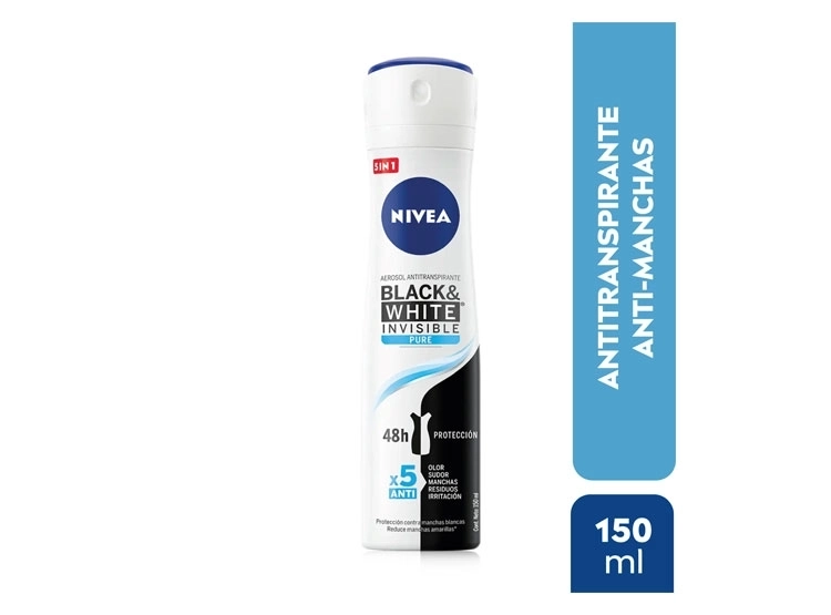 DESODORANTE NIVEA INVISIBLE BLACK & WHITE PURE SRAY 150 ML - 1