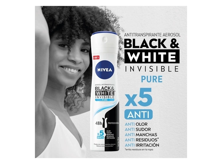 DESODORANTE NIVEA INVISIBLE BLACK & WHITE PURE SRAY 150 ML - 3