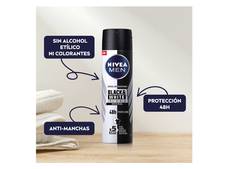 DESODORANTE NIVEA MEN INVISIBLE BLACK & WHITE SPRAY 150 ML - 2