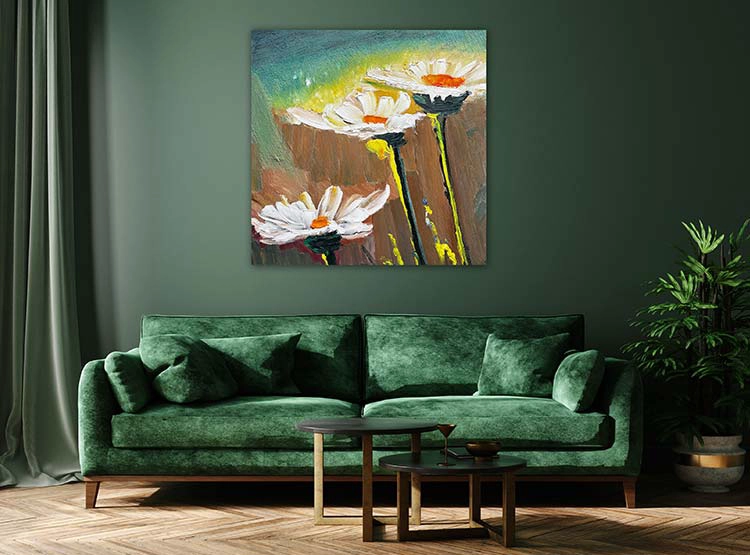 CUADRO RONDA FLORES OLEO BLANCAS 70X70 CM MULTICOLOR - 3