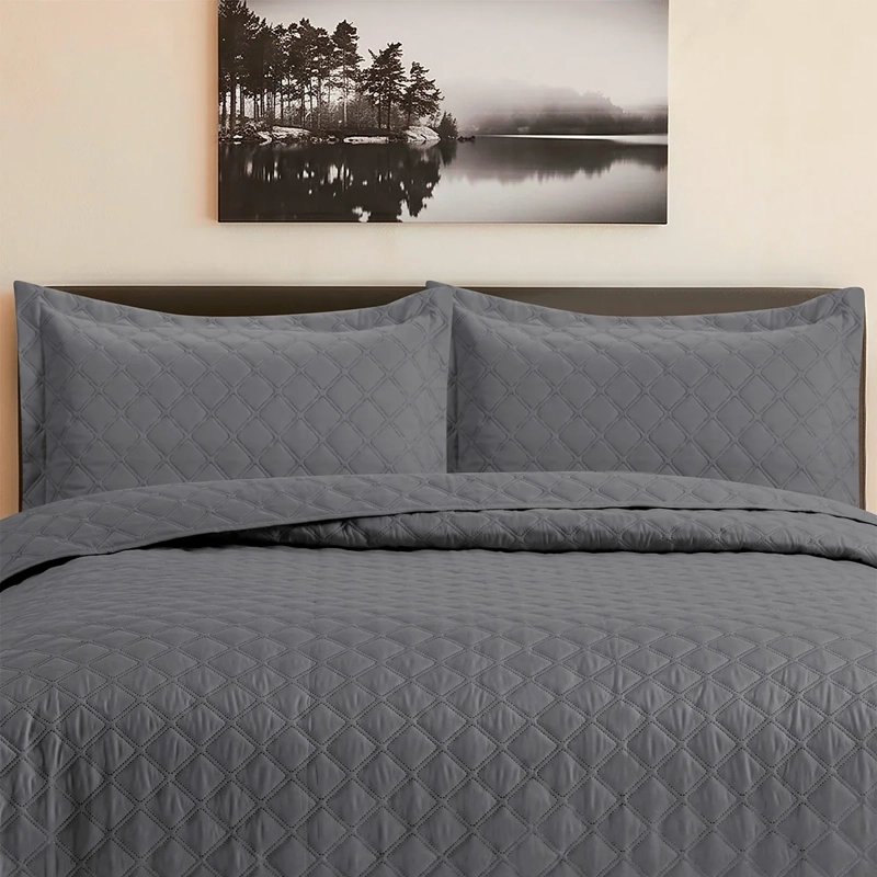 CUBRECAMA QUILT ANDES KING GRIS LISO - 1