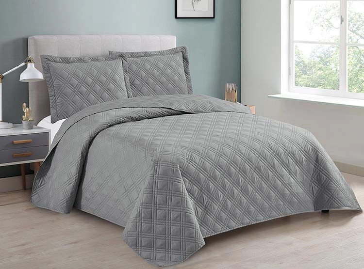 CUBRECAMA QUILT ANDES KING GRIS LISO - 1