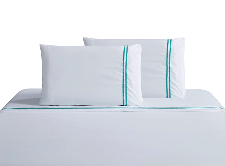 JUEGO DE SÁBANAS ANDES APLICACION VELVET AQUA 2 PLAZAS BLANCO LISO - 1