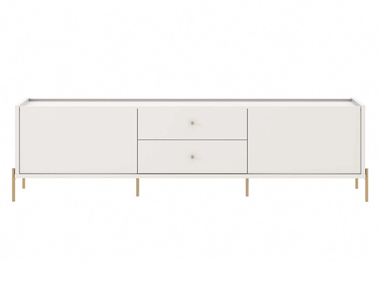 RACK PARA TV 80 PULGADAS JASPER DECOCASA OFF WHITE BRILLO GOLD 2.2 BLANCO - 1