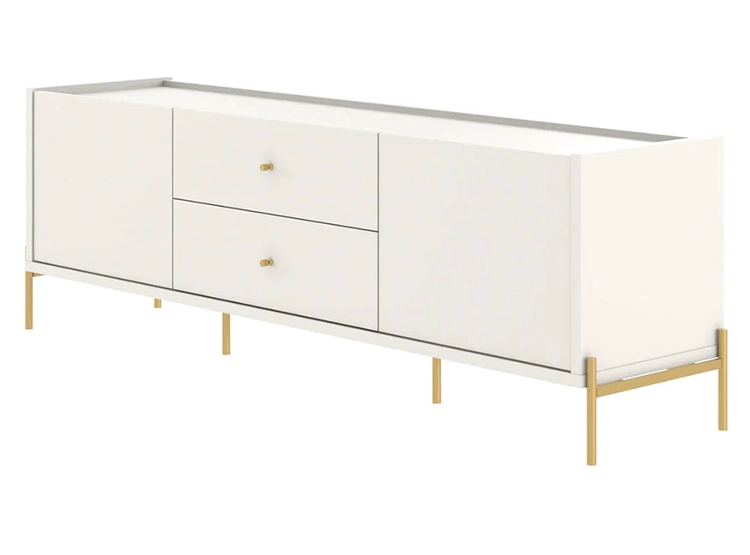 RACK PARA TV 80 PULGADAS JASPER DECOCASA OFF WHITE BRILLO GOLD 2.2 BLANCO - 2