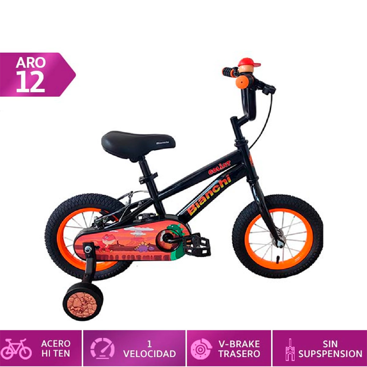 BICICLETA INFANTIL BIANCHI GOLIAT 12 NEGRO ARO 12 - 1