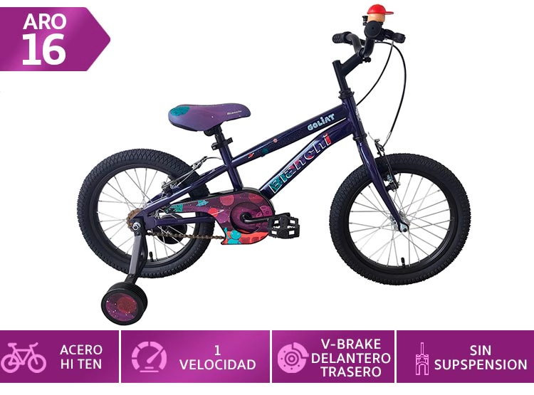 BICICLETA INFANTIL BIANCHI GOLIAT 16 MORADO ARO 16 - 1