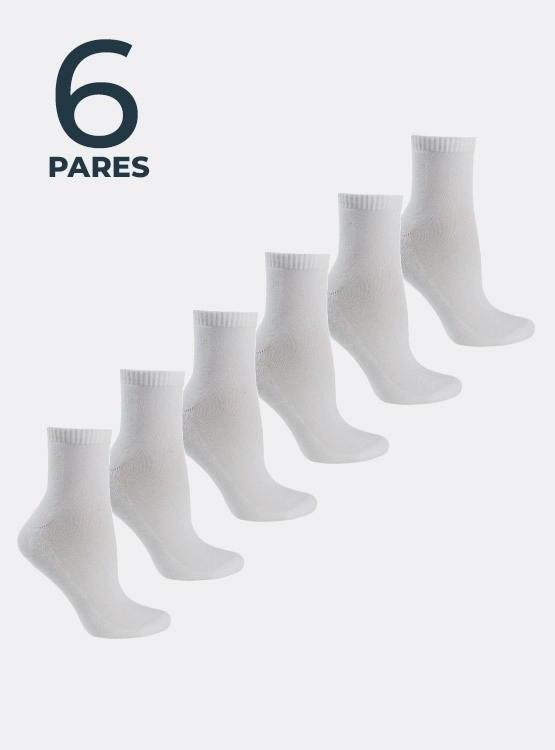 6 PACK CALCETINES ALGODÓN NIÑA MONARCH 6 PARES DE DEPORTIVOS