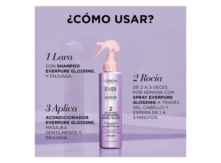 TRATAMIENTO CAPILAR LOREAL ACEITE SPRAY HAIR EXPERTISE EVERPURE GLOSSING 200 ML - 4