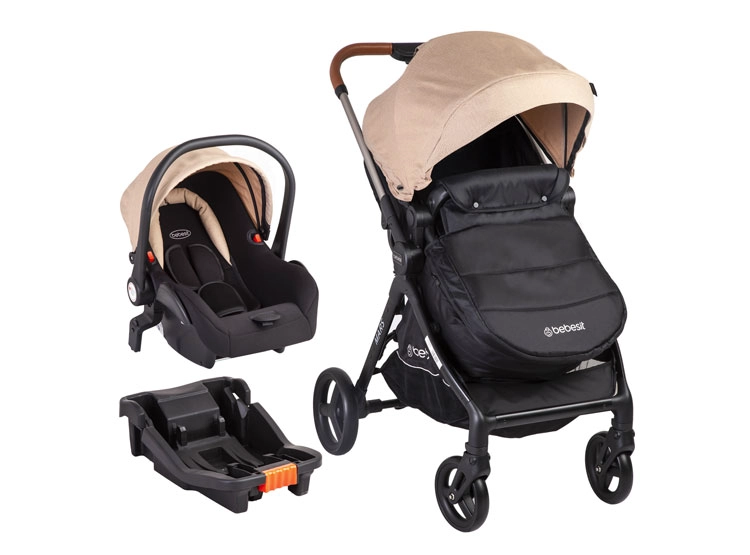 COCHE TRAVEL SYSTEM BEBESIT MARS LX METAL CHAMPANA - 1