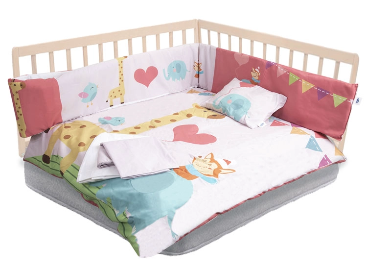 SET CUNA BEBESIT 5 PIEZAS JIRAFA ALGODÓN CORAL ESTAMPADO - 1