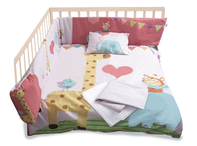 SET CUNA BEBESIT 5 PIEZAS JIRAFA ALGODÓN CORAL ESTAMPADO - 2