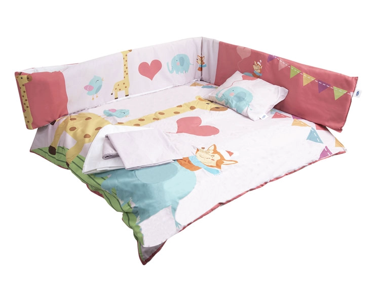 SET CUNA BEBESIT 5 PIEZAS JIRAFA ALGODÓN CORAL ESTAMPADO - 5