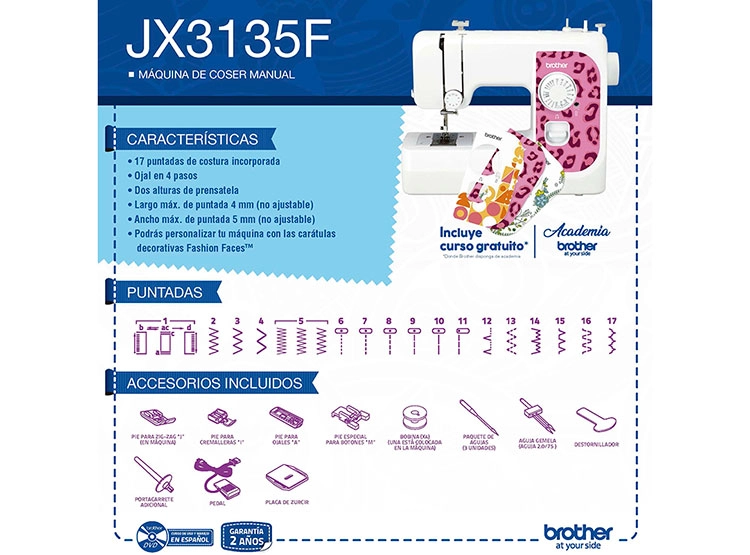 MÁQUINA COSER BROTHER JX-3135FCL MECÁNICA - 5