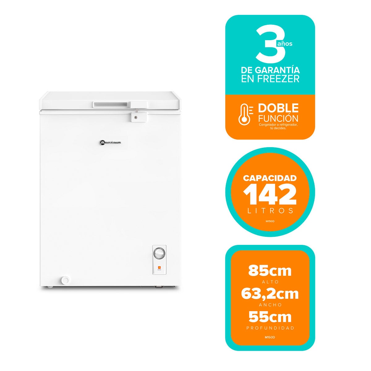 CONGELADOR HORIZONTAL MADEMSA M150D 142L DUAL BLANCO - 3