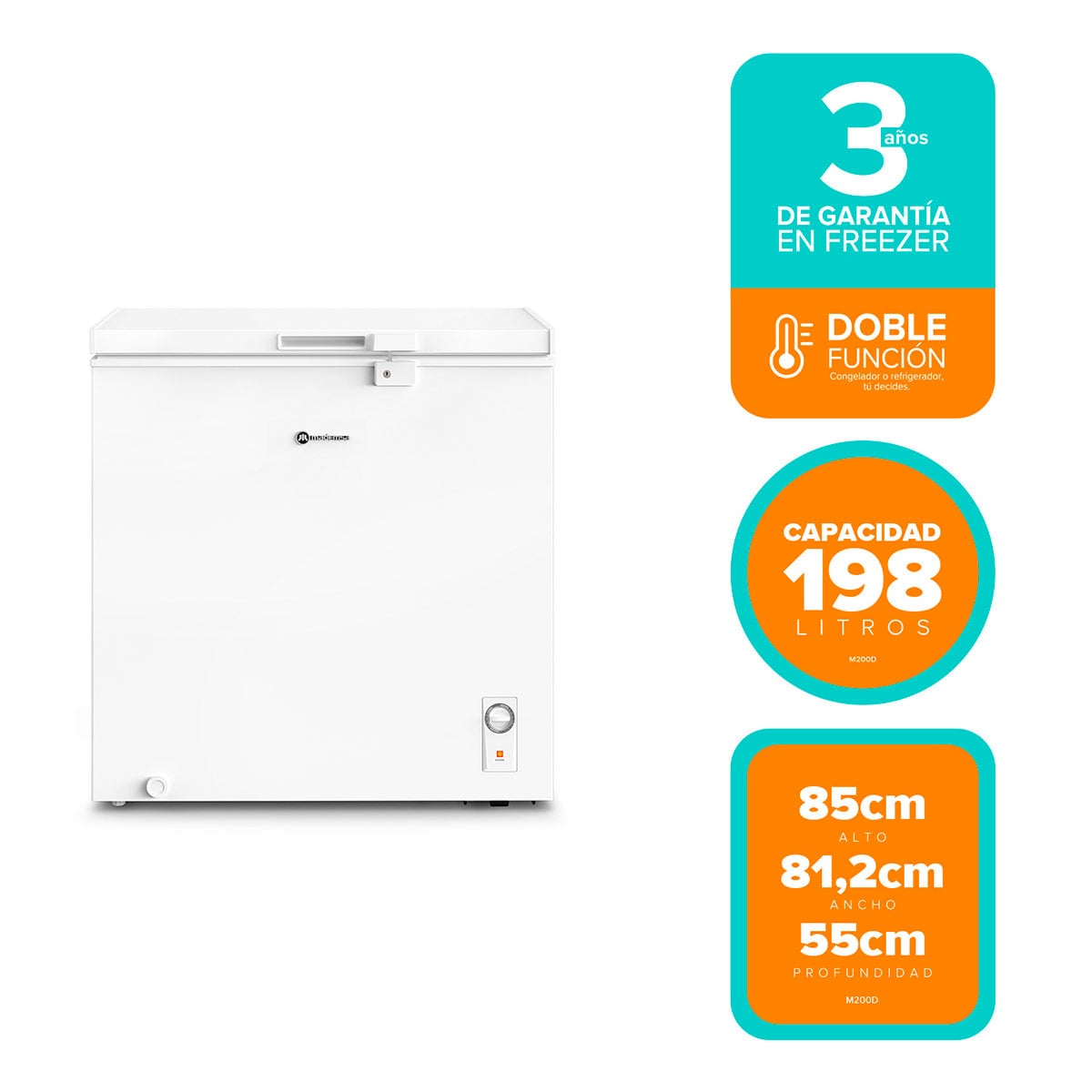 CONGELADOR HORIZONTAL MADEMSA M200D 198L DUAL BLANCO - 3