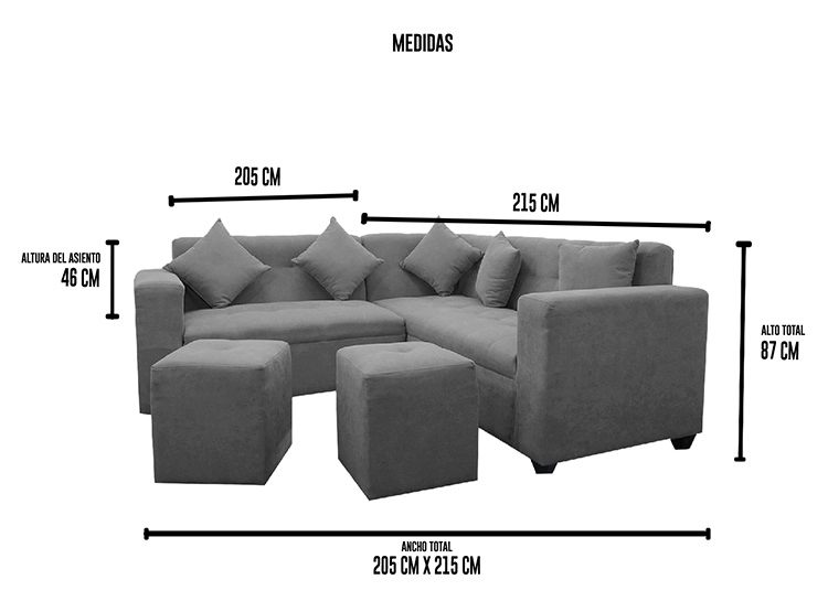 SOFA SECCIONAL DECO CLASS TORINO 5C + POUFS - 7