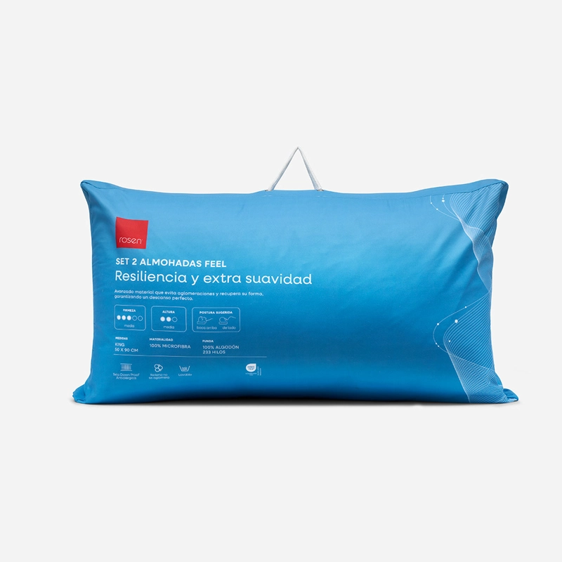 SET 2 ALMOHADAS ROSEN FEEL KING 90 X 50 CM ALGODÓN MICROFIBRA BLANCO - 1