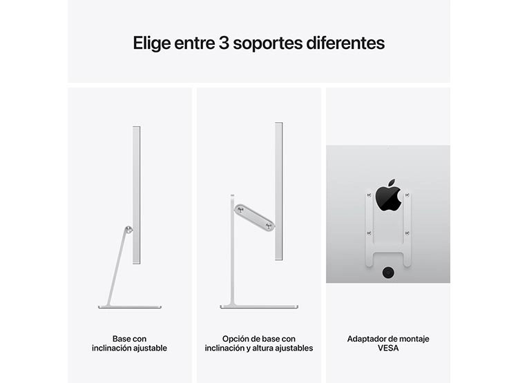 MONITOR RETINA APPLE 27" STUDIO DISPLAY 5K VIDRIO ESTÁNDAR SOPORTE BASE INCLINACIÓN AJUSTABLE - 11