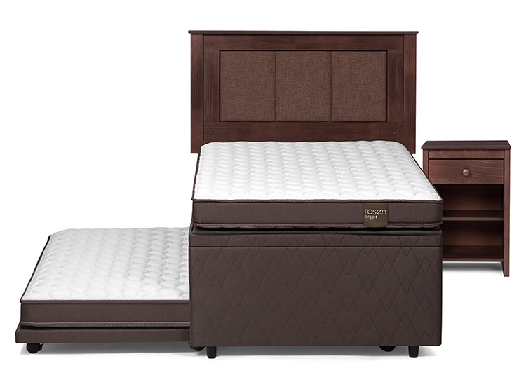 JUEGO DE DORMITORIO ROSEN CAMA BOXET ERGO T BED 1.5 PLAZAS CAFÉ + SET RACHEL - 2