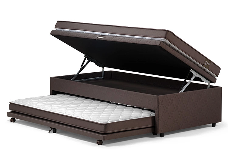 JUEGO DE DORMITORIO ROSEN CAMA BOXET ERGO T BED 1.5 PLAZAS CAFÉ + SET RACHEL - 5