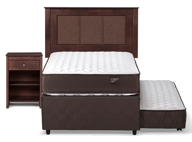 JUEGO DE DORMITORIO ROSEN CAMA DIVAN ERGO T 1.5 PLAZAS CAFÉ + SET RACHEL - 2