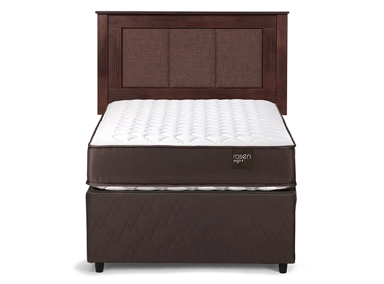 JUEGO DE DORMITORIO ROSEN CAMA DIVAN ERGO T 1.5 PLAZAS CAFÉ + RESPALDO RACHEL - 1